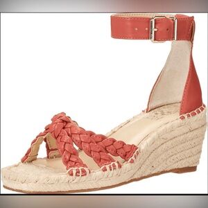NWOT Vince Camuto Jadeya Braided Woven Coral Espadrille Wedge Sandals